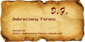 Debreczeny Ferenc névjegykártya